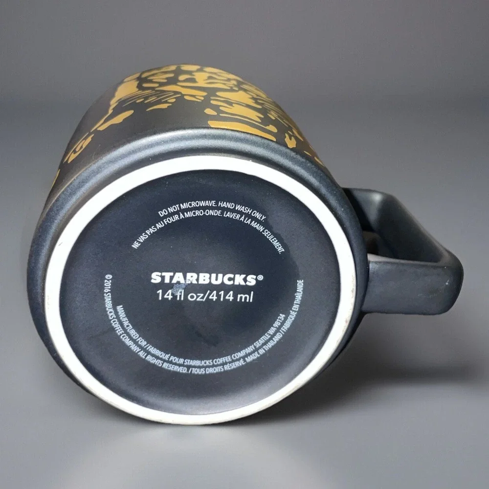 Starbucks✨Sumatra mug Tiger Matte Black & Gold Cup 14 Oz 414ml Coffee Tea‎ 2016